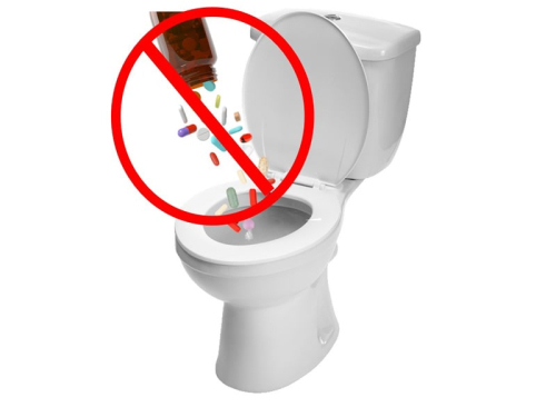 Illustration 'Medikamente das WC runterspülen'